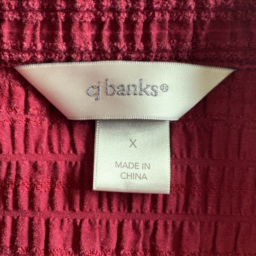 CJ Banks Button-Down Burgundy Shirt sz 10 (X) - Picture 2 of 5